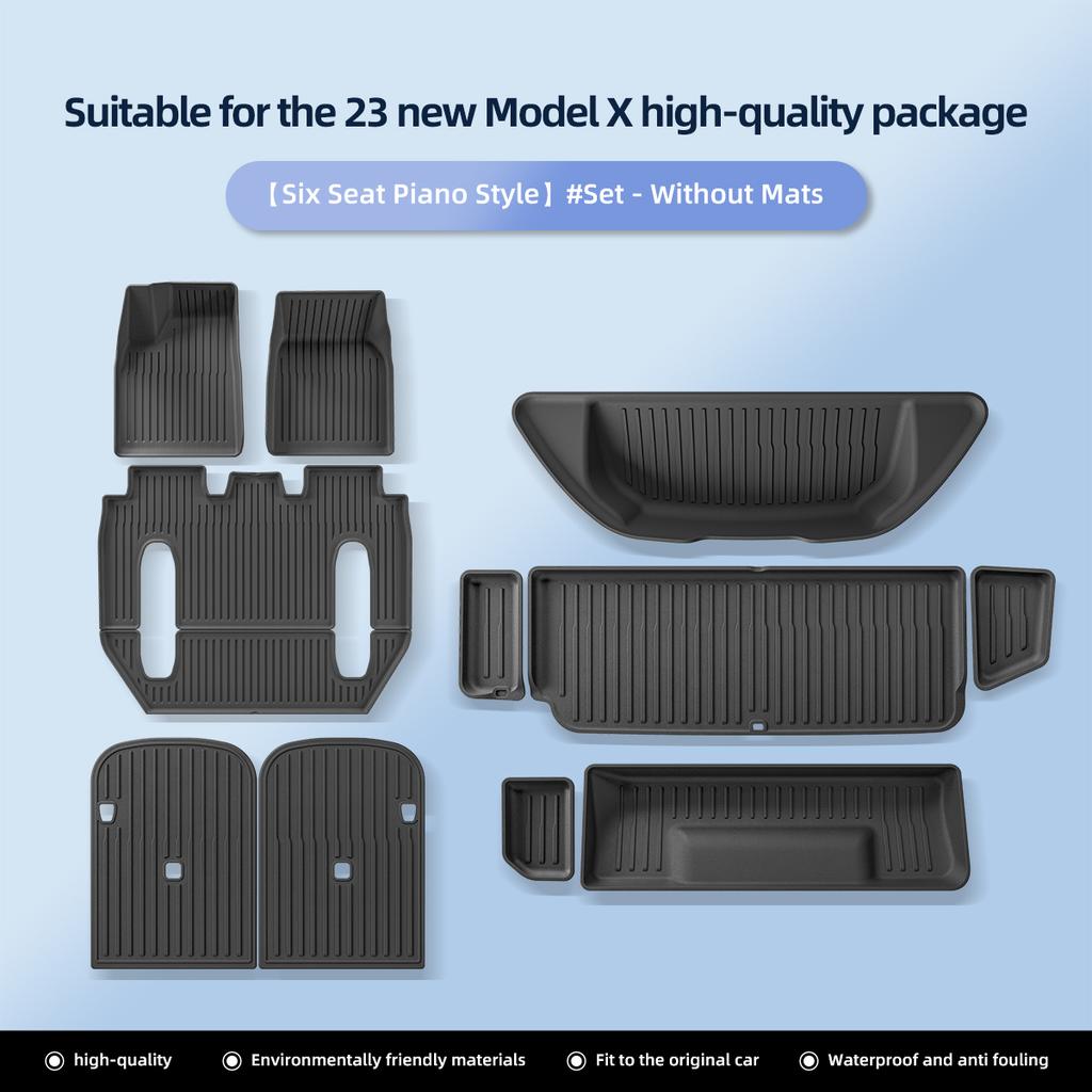 for Tesla Model X 2025 2025 TPE 3D Car Floor Mats Cargo Liner Trunk Pad Waterproof Protective Left Rudder