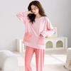 Spring and Autumn Premium Pajamas Women's Long Sleeve Summer Thin Pullover Two-piece Loungewear Ice Silk Modal 1011 New