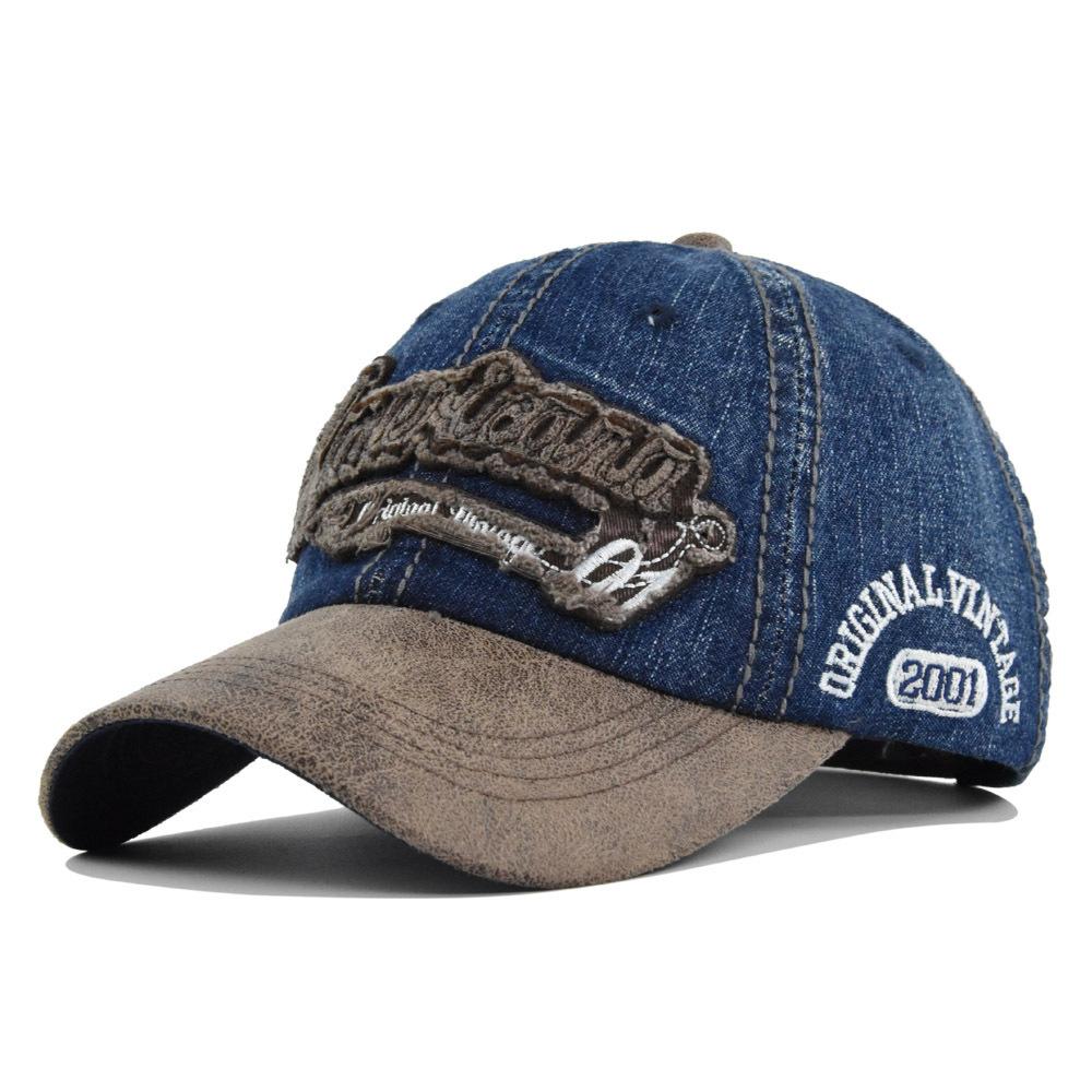 Embroidered Baseball Cap with 3d Appliqué, Denim Embroidered Duckbill Cap, Washed and Distressed Sun Hat, Curved Brim Cap, Wide Brim Cap