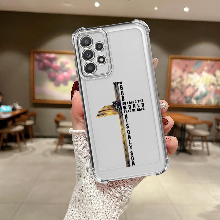 Simple Christian Cross Phone Cover Funda Case for Samsung Galaxy A33 A50 A23 A51 A16 A06 A14 A04 A54 A34 A12 A03 A15 A05 A24 A52