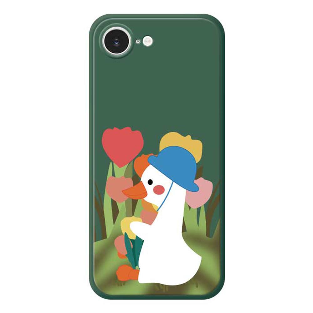 For iPhone 16e Case Cartoon Duck Pattern Printing Straight Edge TPU Phone Back Cover