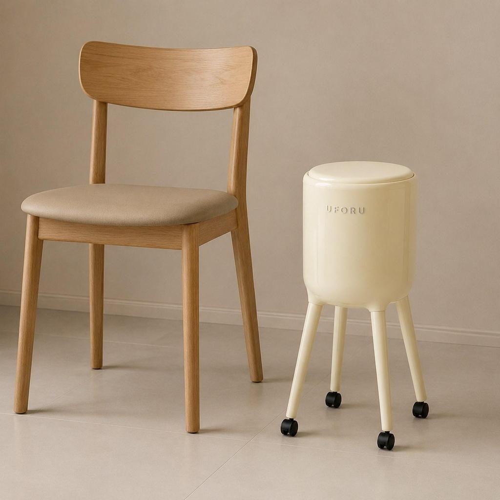 Trash Can with Wheels, Waste Container High Lid, Multifunctional Storage Bin, Paper
