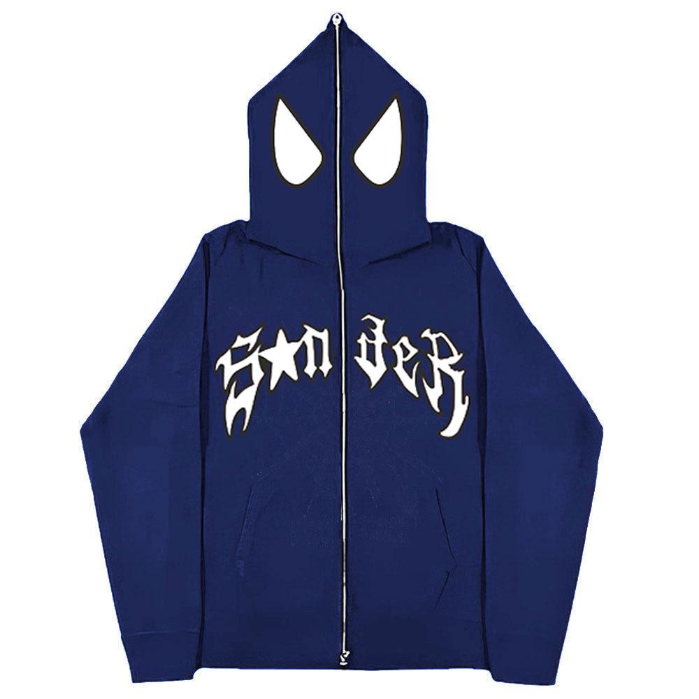 2023 Halloween Unisex Y2K Spider-Man Zip Hoodie - Loose Fit, Large Size for Couples
