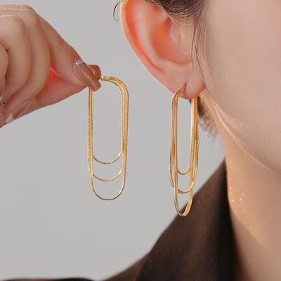 2023 Snake Bone Chain Fringed Earrings Women'S Summer Personality Fashion Temperament Earrings High-End Cold Wind Earrings