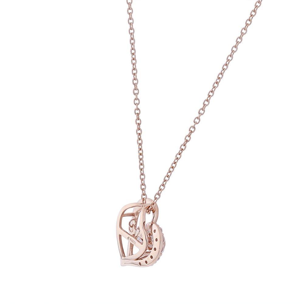 ESTELLE [WEB Exclusive] Dancing Stone Cubic Zirconia Silver and Pink Gold Plated Dancing Stone Heart Motif Necklace 0772-0734-0017-0000