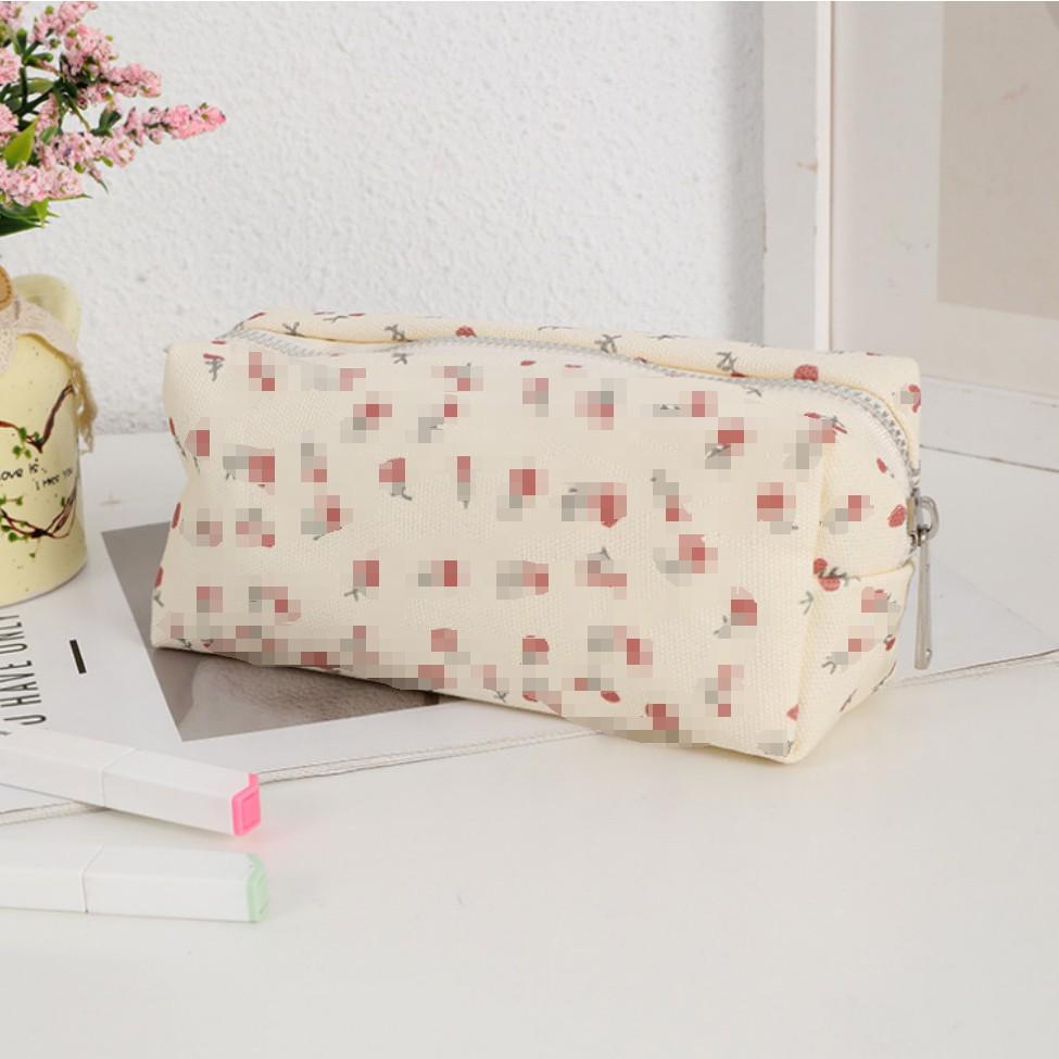 High-Capacity Cute Bow Makeup & Stationery Bag for Students
