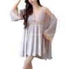 Autumn and winter suspender nightgown two-piece set sexy with chest pad golden velvet pajamas women's private sex loungewear autumn