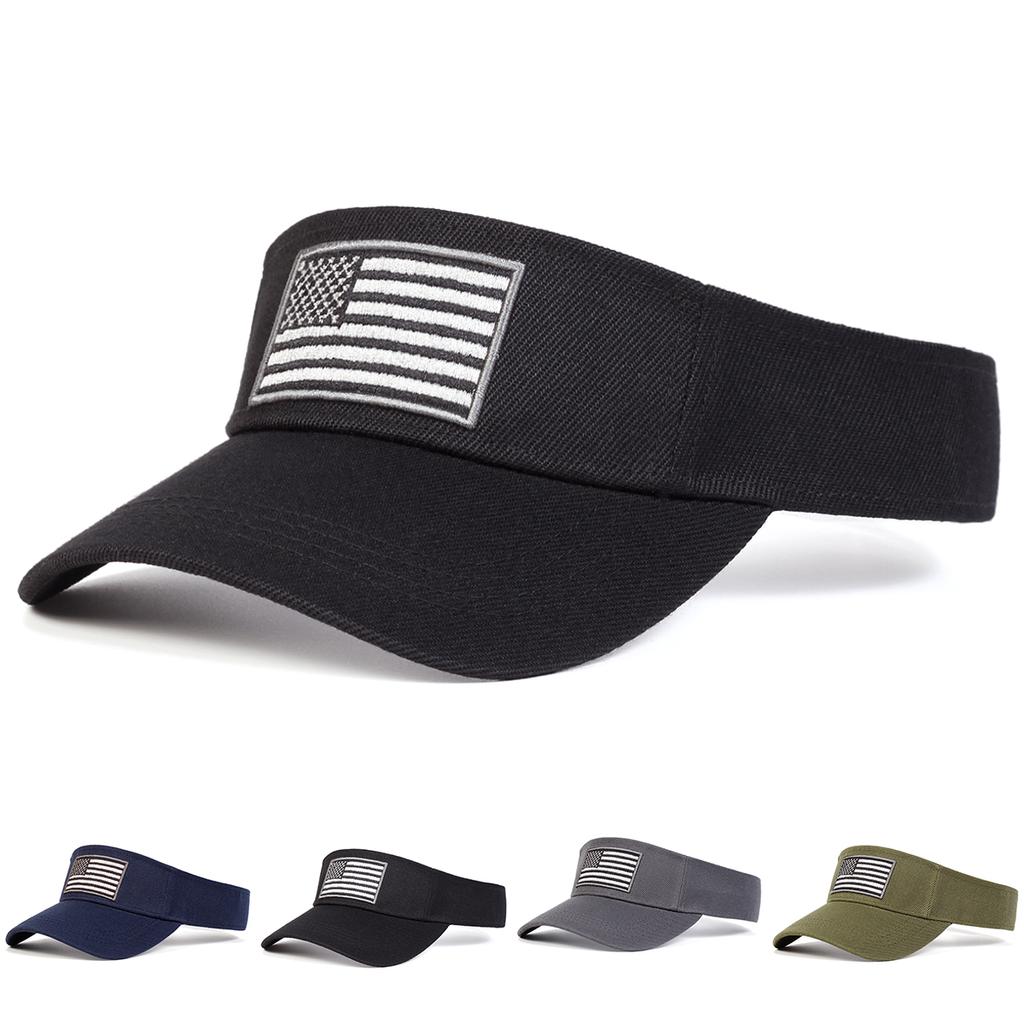 Unisex Amerikanische Flagge Stickerei Verstellbare Sonnenschutz Leere Oberteil Kappe Golf Baseballmützen Frühling Sommer Outdoor Sport Reise für Damen Herren