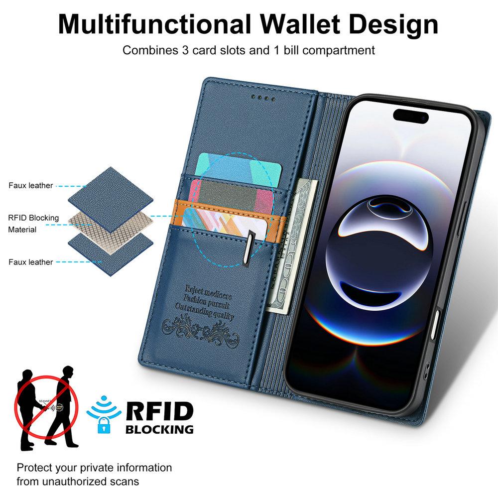 RFID Leder Wallet Coque für Apple iPhone 17 Pro Max 17 Air 16e 16 Plus 15 14 13 Mini 12 11 Xs Max Xr X S 7 8 SE Book Flip Case