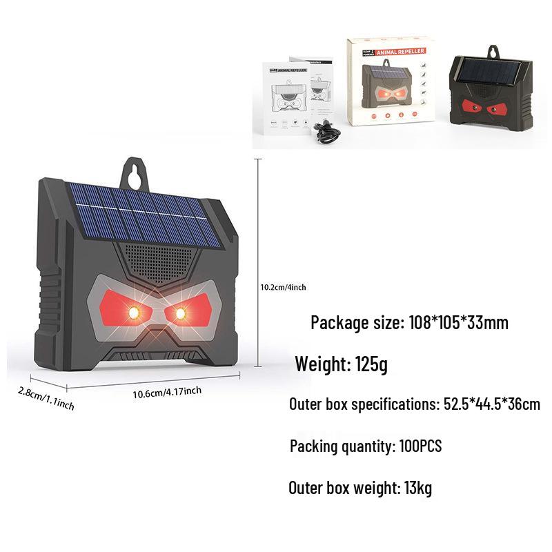 Solar Ultrasonic Animal Repeller with Flashing Light - Multifunctional Outdoor Device for Rats and Dogs
