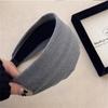 Women Gray Wide Headband Heighten Cranial Top Autumn Winter High-End Fashion Daily Hair Accessories
