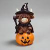 Highland Cow Figurine, Halloween Witch Pumpkin Skull Cow Statue, Resin Scottish Ornament for Calf Lovers, Shelf, Tiered Tray, Mantel, Tabletop Decor