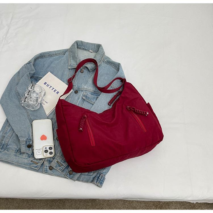 Delicate Shoulder Bag Casual Satchel Sling Purse Nylon Crossbody Bag for Travel and Outdoor Activity  Burgundy