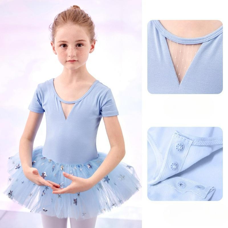 Children's Dance Clothes Girls Spring and Summer Short-sleeved Chinese Dance Clothes Practice Clothes Girls Dance Clothes Tutu Princess Dress