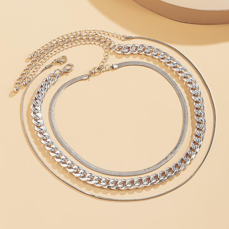 Minimalist punk chunky chain necklace - creative metal snake bone chain set for women