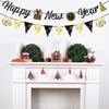 Happy New Year 2026 Banner Black Glitte Pre-Assembled New Years Eve Sign Garland Banner for 2026 NYE Party Supplies Decorations Holiday Home Hanging