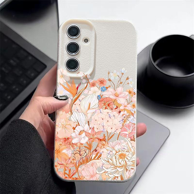 Hydrangea Peony Flower Pattern Case For Samsung Galaxy S26 S25 S24 Ultra S23 S22 S21 FE A54 A15 A35 A55 A16 A26 A36 A56 A17 A37 A57 5G Funda