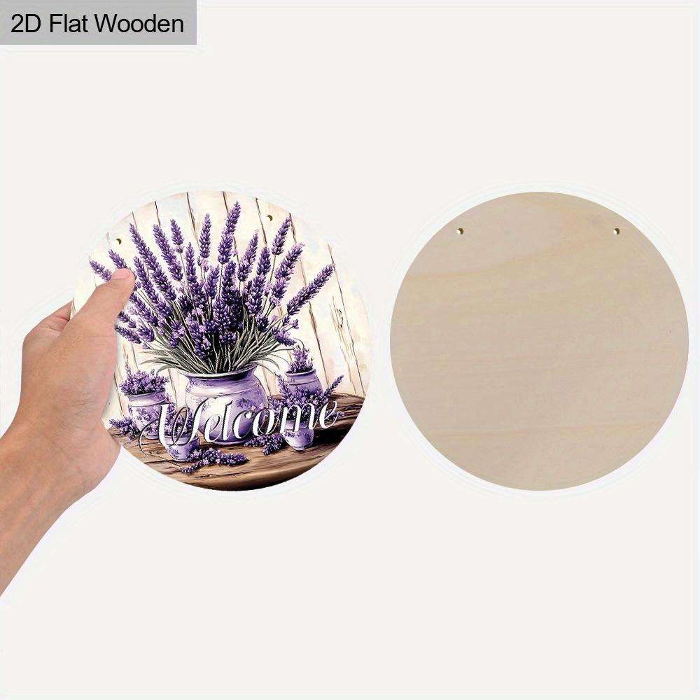 2D Flat, 1pc Purple Lavender Welcome Sign, Spring Home Wall Art Decoration Plaque, Yard Garden Balcony Door Hanging Decor, Perfect Gift for