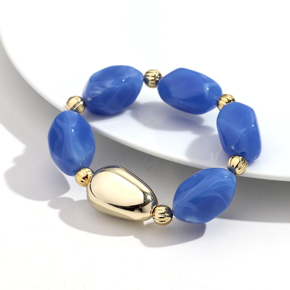 Boho Resin Irregular Beaded Bracelet for Women Men New Trendy Multicolor Acrylic Geometric Strechy Bracelets Jewelry Gifts