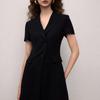 Langzi Acetate V-Neck Short Sleeve Suit Dress