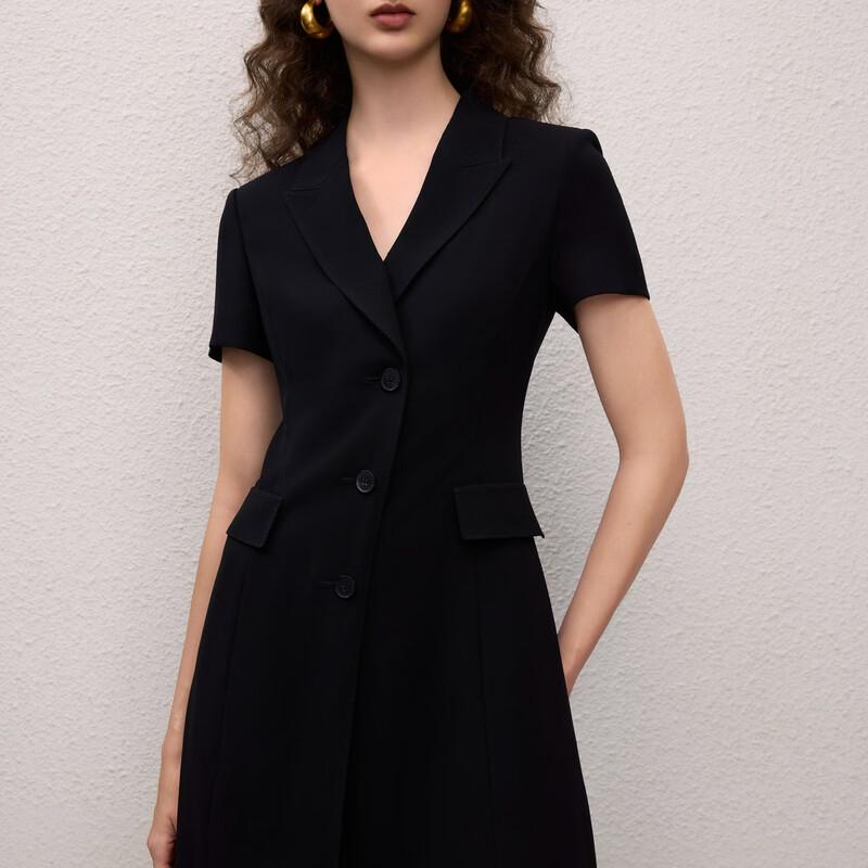 Langzi Acetate V-Neck Short Sleeve Suit Dress