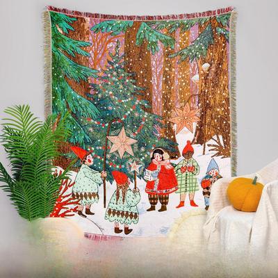 Bohemian Christmas Tapestry Blanket - Thick, Anti-Cat Claw Sofa Cover