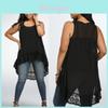 Solid Color Lace Floral Plus Size Asymmetric Shirt Dress With O Neck For Women