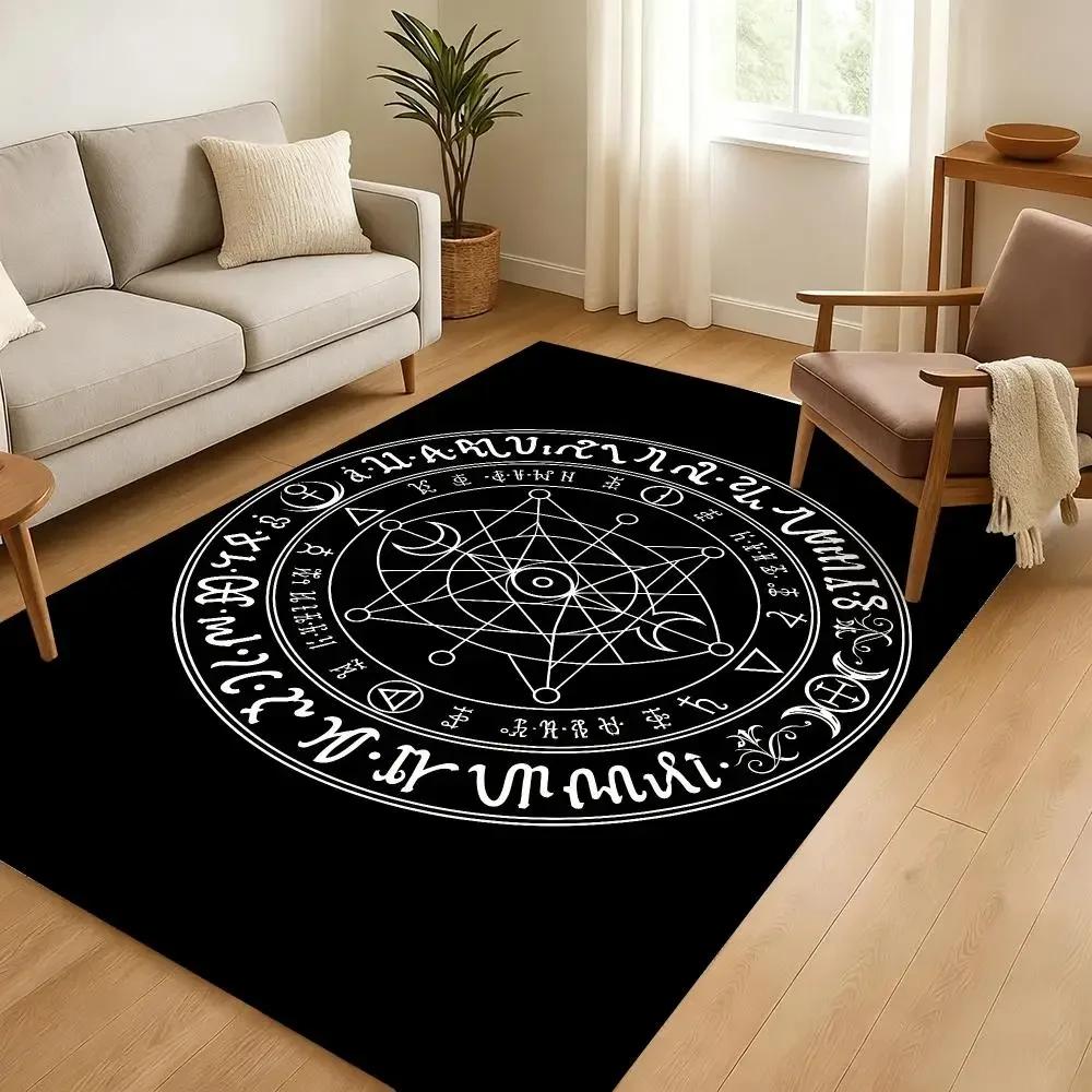 Pentagram Sun Pattern Magic Circle Floor Mat Soft Thickened Absorbent Non-Slip Bedroom Living Room Door Mat Home Flannel Rugs