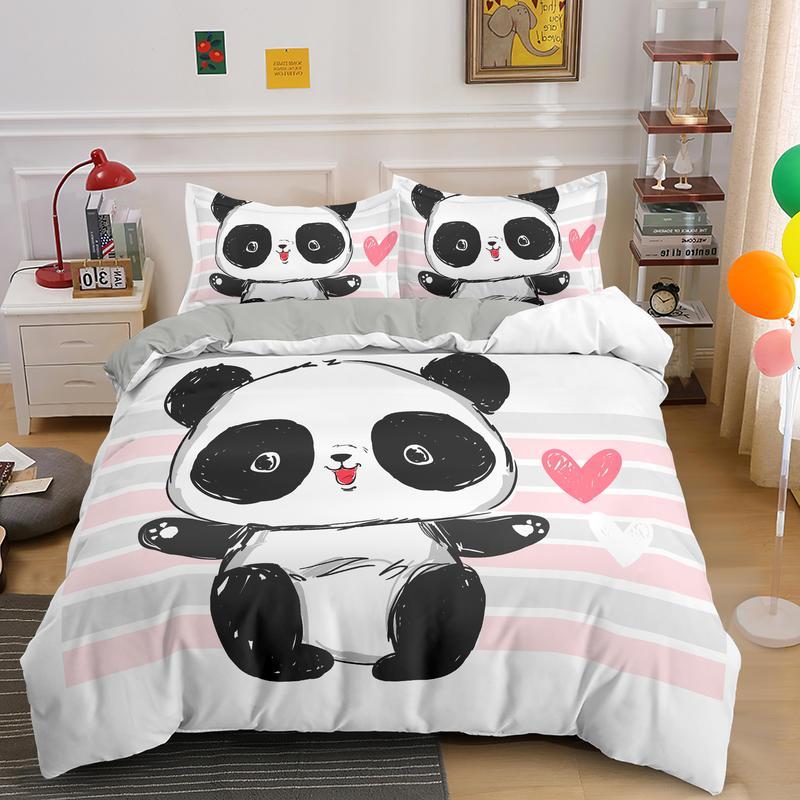 Bedding Set Panda Duvet Cover Set Teens Boys Girls Cartoon Animal Quilt Cover Queen Size Comforter Cover With Pillow Case 2/3pcs