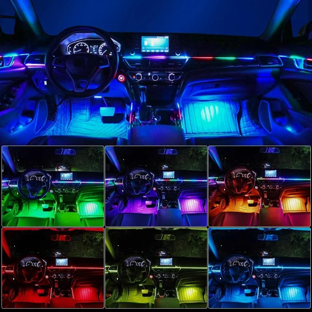 14 In 1 Car Symphony Ambient Light RGB LED Atmosphere Acrylic Strip Remote APP
