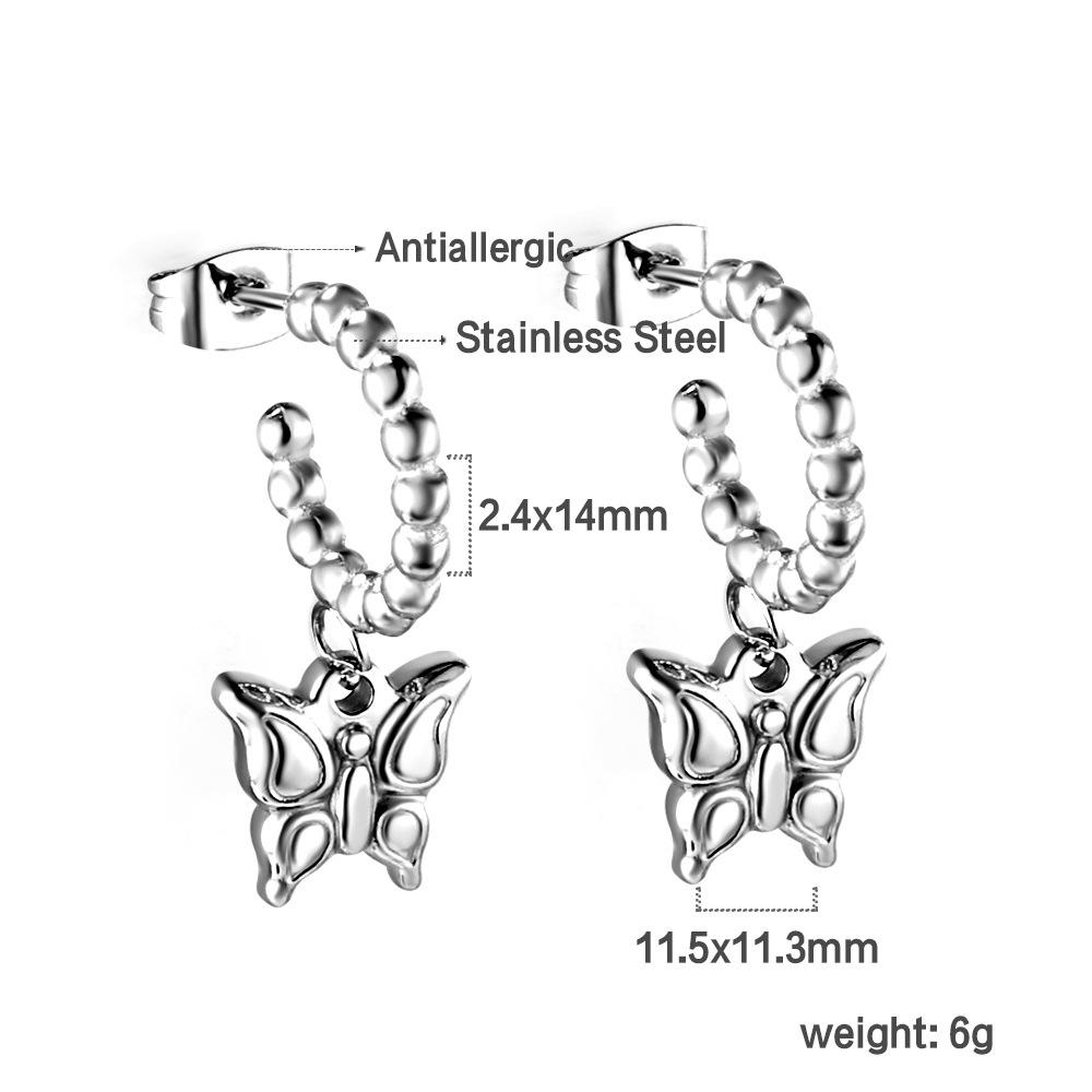 Luksusowe europejskie i amerykańskie kolczyki koła ze stali nierdzewnej z koralikami ze stali