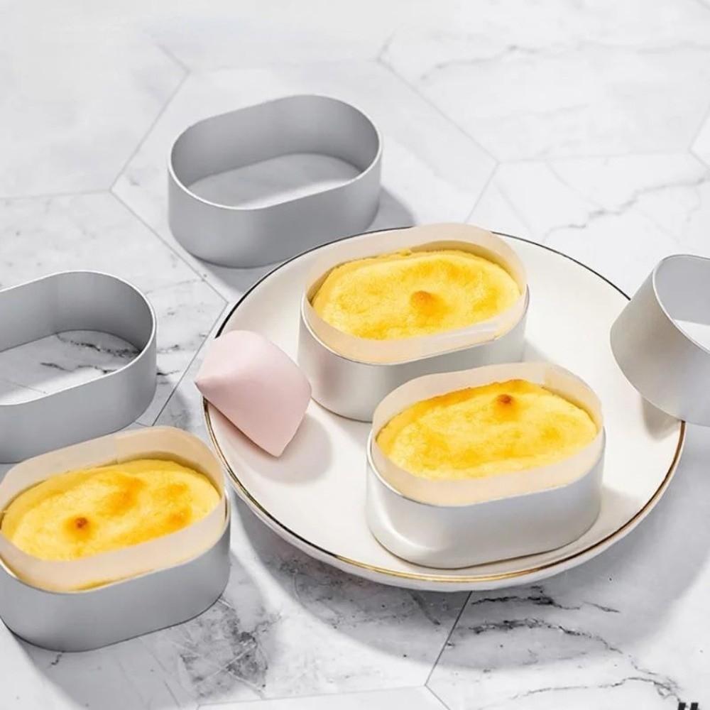 10Pcs Aluminum Zinc Zinc Alloy Cheesecake Mold High-temperature Mousse Cake Ring Oval Baking Pans Egg Tart
