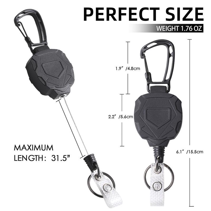 Outdoor Mountaineering Retractable Keychain Clip with Easy-Pull Buckle and Wire Rope Badge Holder