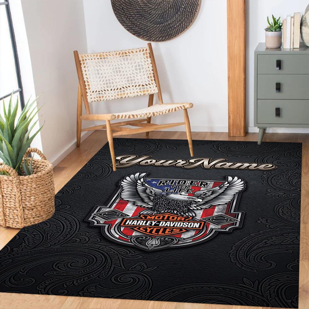 Harley-davidson Motorcycles Personalized Name Area Rug Perfect for Outdoor Bedrooms Foyer Living Rooms Anti-slip Rug Anime Office Decor