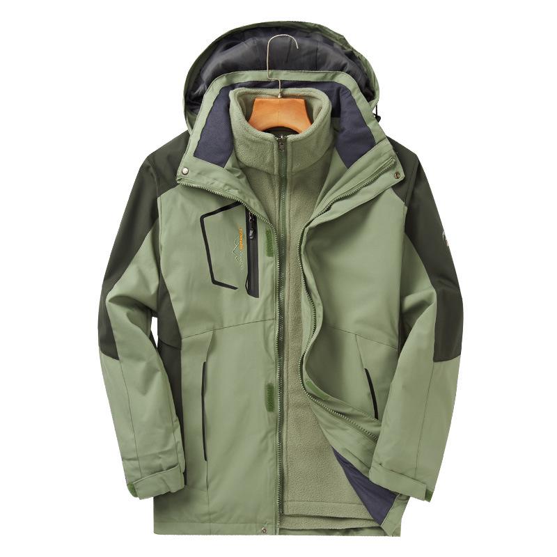 Outdoor Windproof 3-in-1 Detachable Mountaineering Suit with Two-Piece Fleece Liner