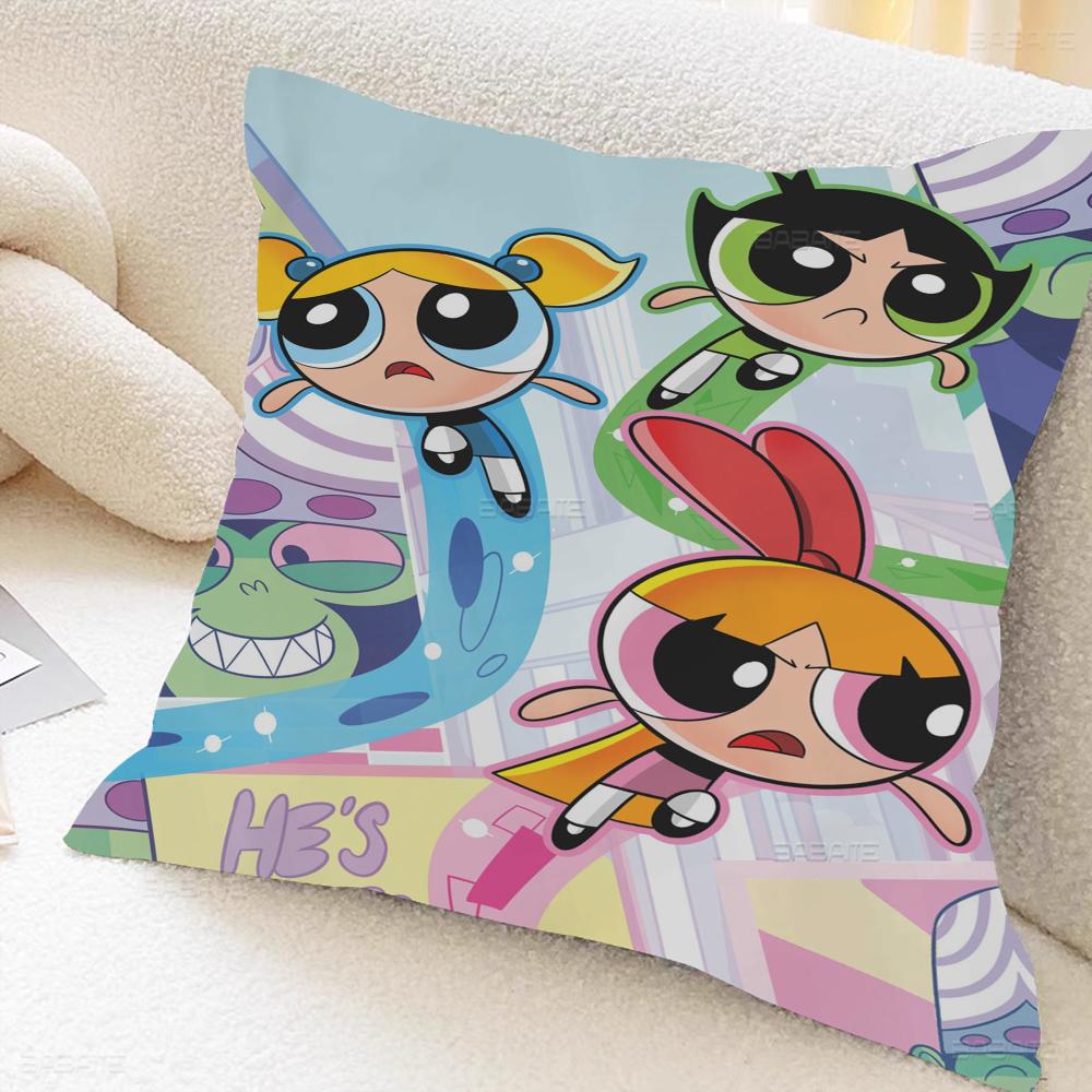 The Power-puff-Girls Decorative Room Aesthetics Pillow Case Home Decor Bedroom Sofa Bed Couch Pillow Cover 45x45