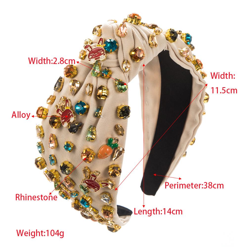 New Baroque Full Diamond Wide-Brim Hair Accessories High Quality Denim Fabric Diamond-Embedded Hand-Stitched Rabbit Headband