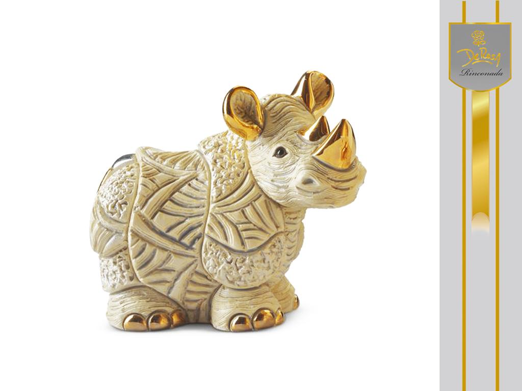 Figurka Ceramiczna Biały Nosorożec Ręcznie Malowana Kolekcjonerska