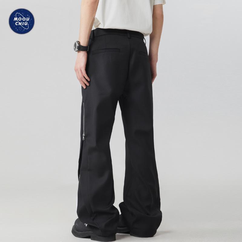 Muchi Odzież Męska: Dekonstruowane Spodnie High Street Luźne z Szerokimi Nogawkami na Zamek