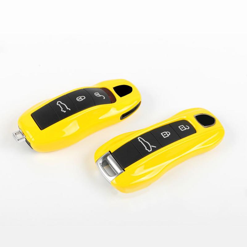 Car Key Case Racing Yellow For Porsche 718 Cayenne Panamera 911 Macan Taycan Cayman Boxster All Series Fashion Key Cover Shell