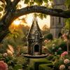 Unique Birding Gift for Men Retro Castle Bird Feeder, Metal Hanging Outdoor Nature Enthusiasts Wild Feeder Garden Backyard Balcony Decor