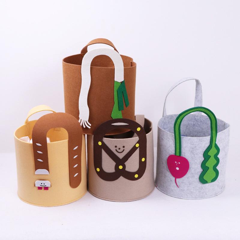 1pc Large Capacity Home Storage Box, Laundry Bin, Felt Storage Basket, Children's Plush Toy Storage Bucket