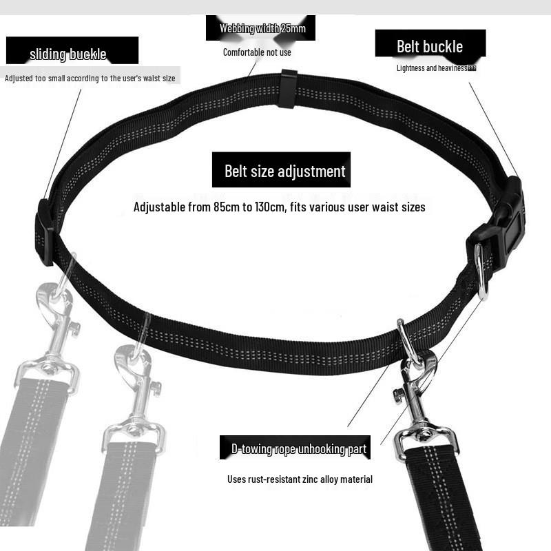 Multifunctional Reflective Waist Bag with Bungee Dog Leash