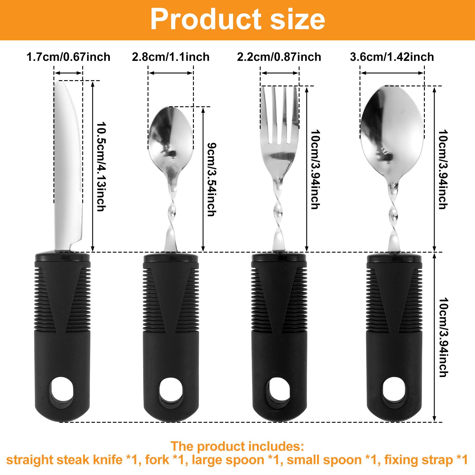 

5/4Pcs Adaptive Utensil Portable Weighted Spoons Forks Rehabilitation Tableware for Hand Tremors Elderly, Arthritis Parkinsons