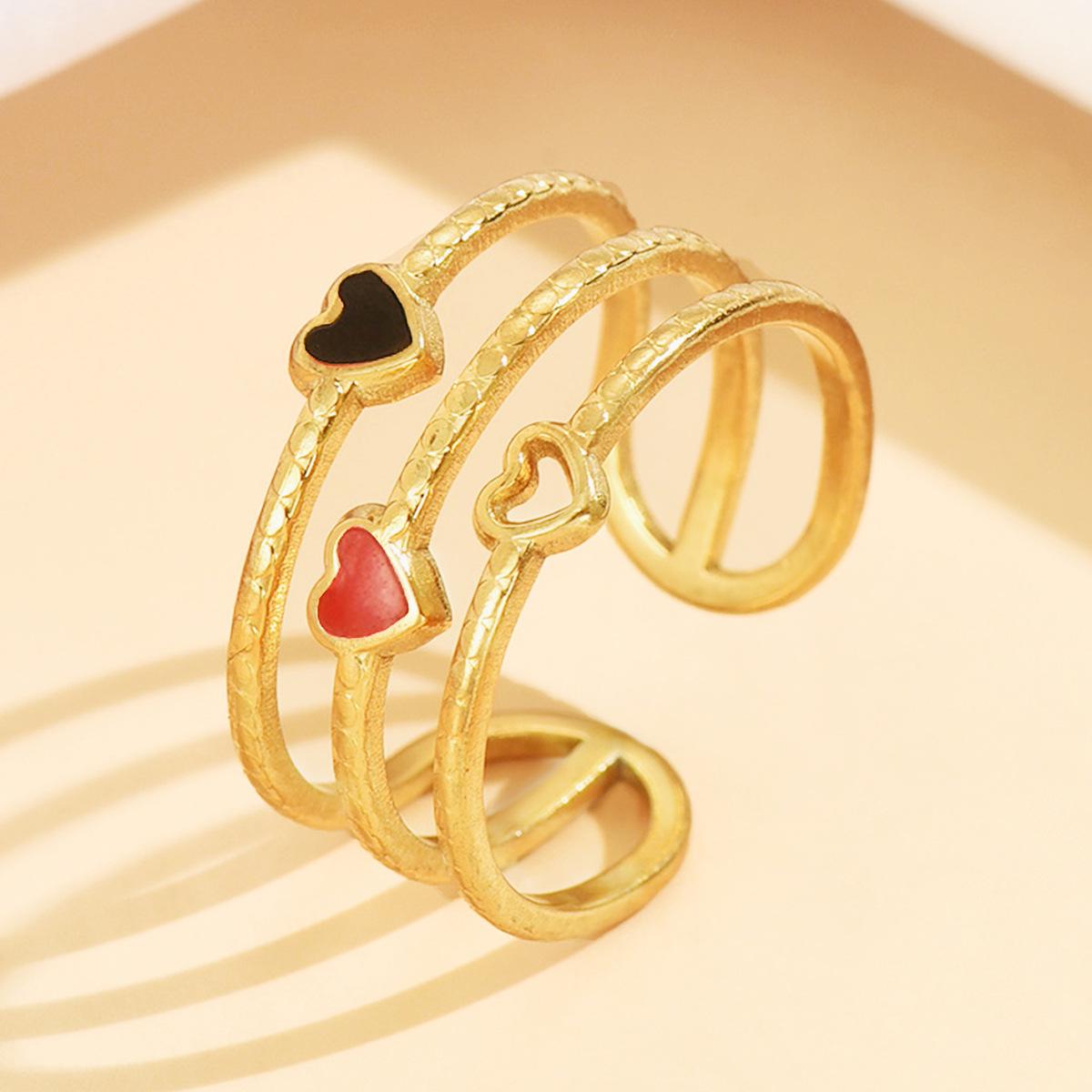 Chic Multi-layered Stainless Steel Enamel Heart Ring