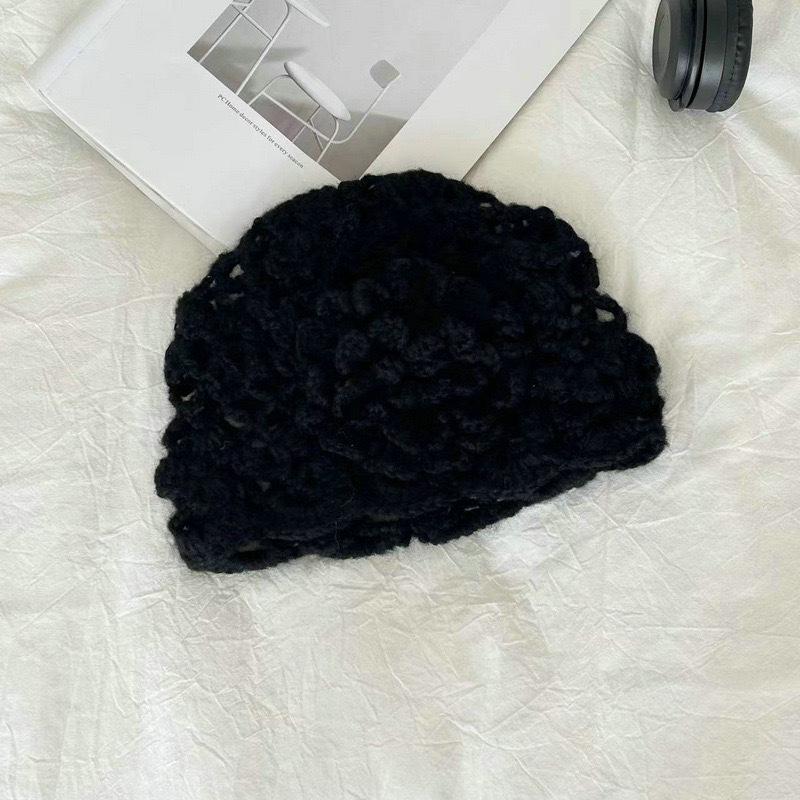 Women's Handmade Crochet Mohair Flower Beanie Hat
