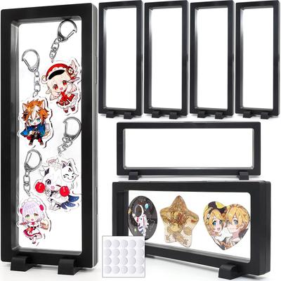 COZENRE Rubber Strap Acrylic Keychain Storage Display Stand Set of 7 Can Badges Exhibition Durable Stylish Display Case Removable Base Acrylic