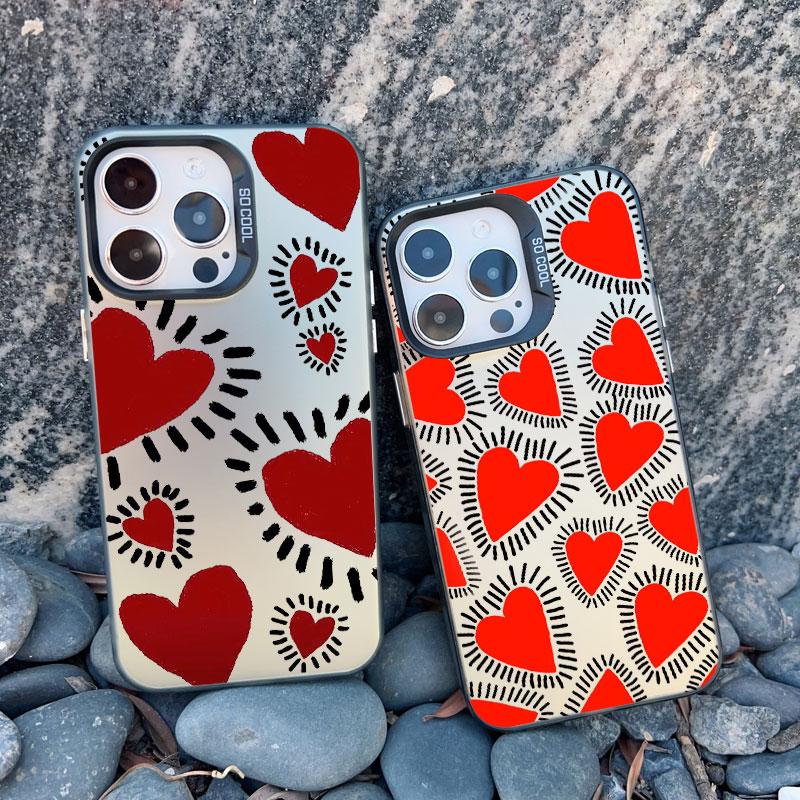 Cute Love Heart IMD Protective Phone Cases for Iphone 16 14 Pro Max Plus 15 11 12 13 Pro Max 13 Mini Plus Shockproof Laser Cover