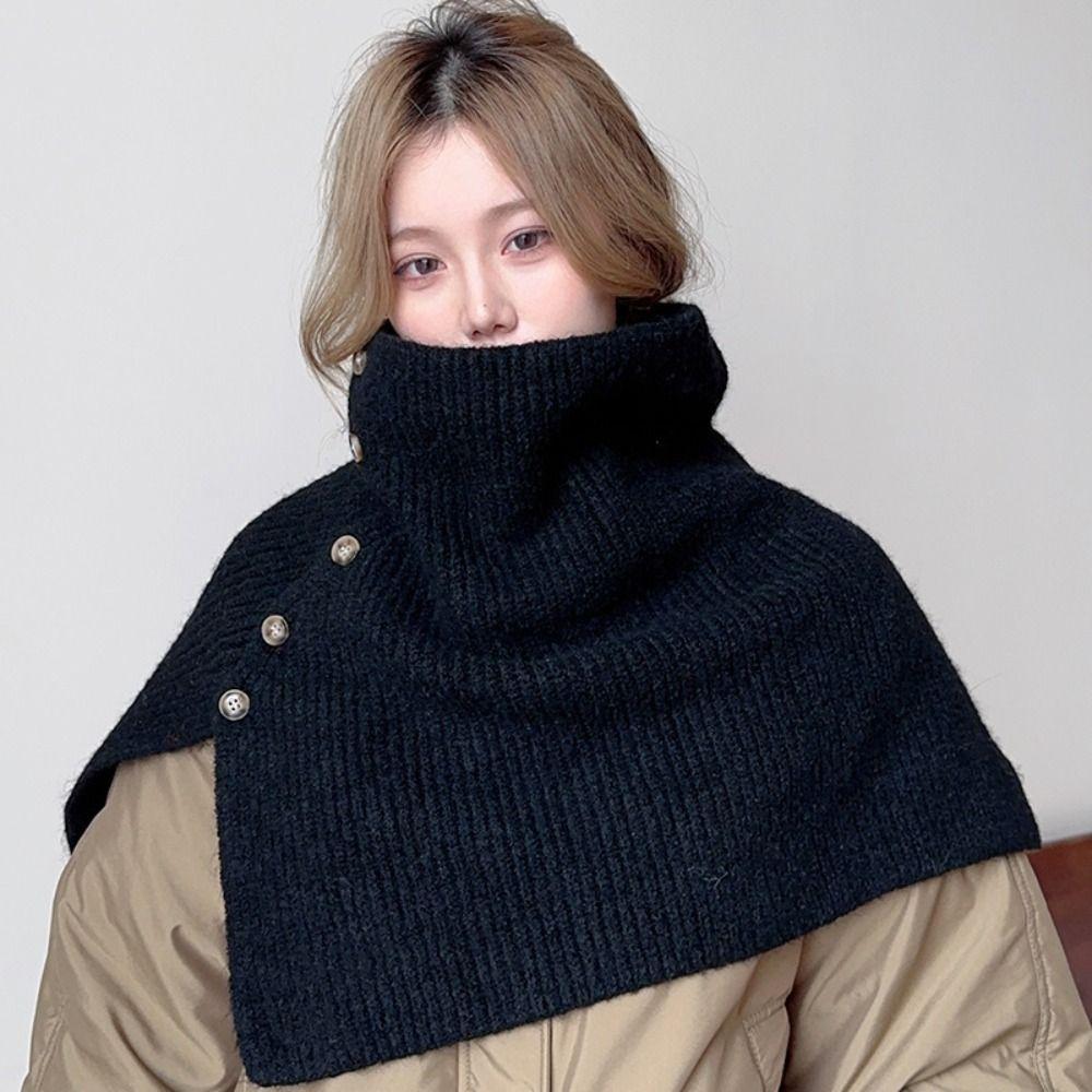 Thicken Knitted Shawl Button Scarves Knitwear Korean Style Women Winter Shawl  Women