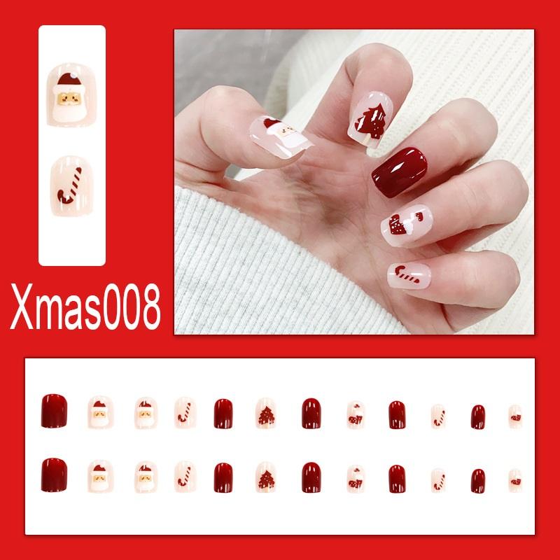 Winter Sweet Cartoon Christmas Wearing Nails Snowflake Santa Claus Nail Art Fake Nail Patch Christmas Collection